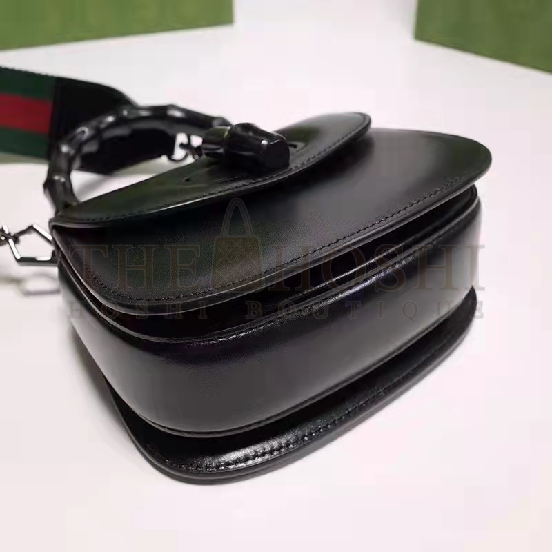 Gvc*1 Women Bamboo 1947 Mini Top Handle Bag Black Leather Bamboo Hardware Master Quality