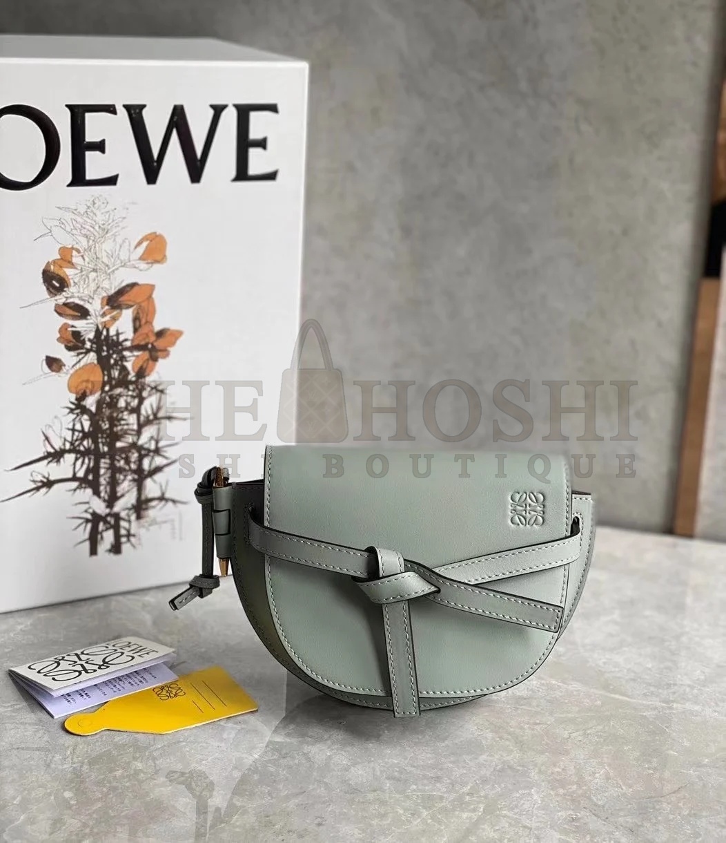 L0ew* Gate Dual Mini Bag In Ash Grey Calfskin Master Quality