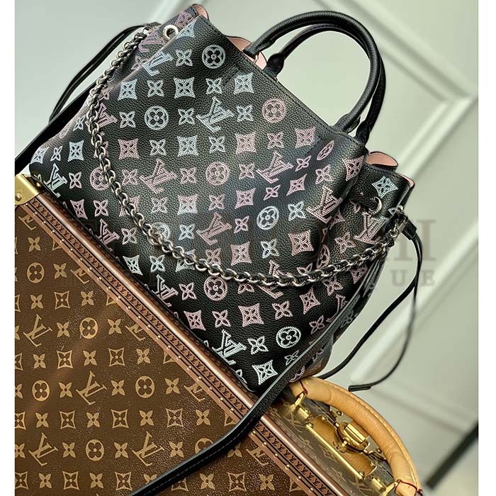 L0vis Vvtt0n LV Women Bella Tote Black Perforated Mahina Calf Leather Master Quality