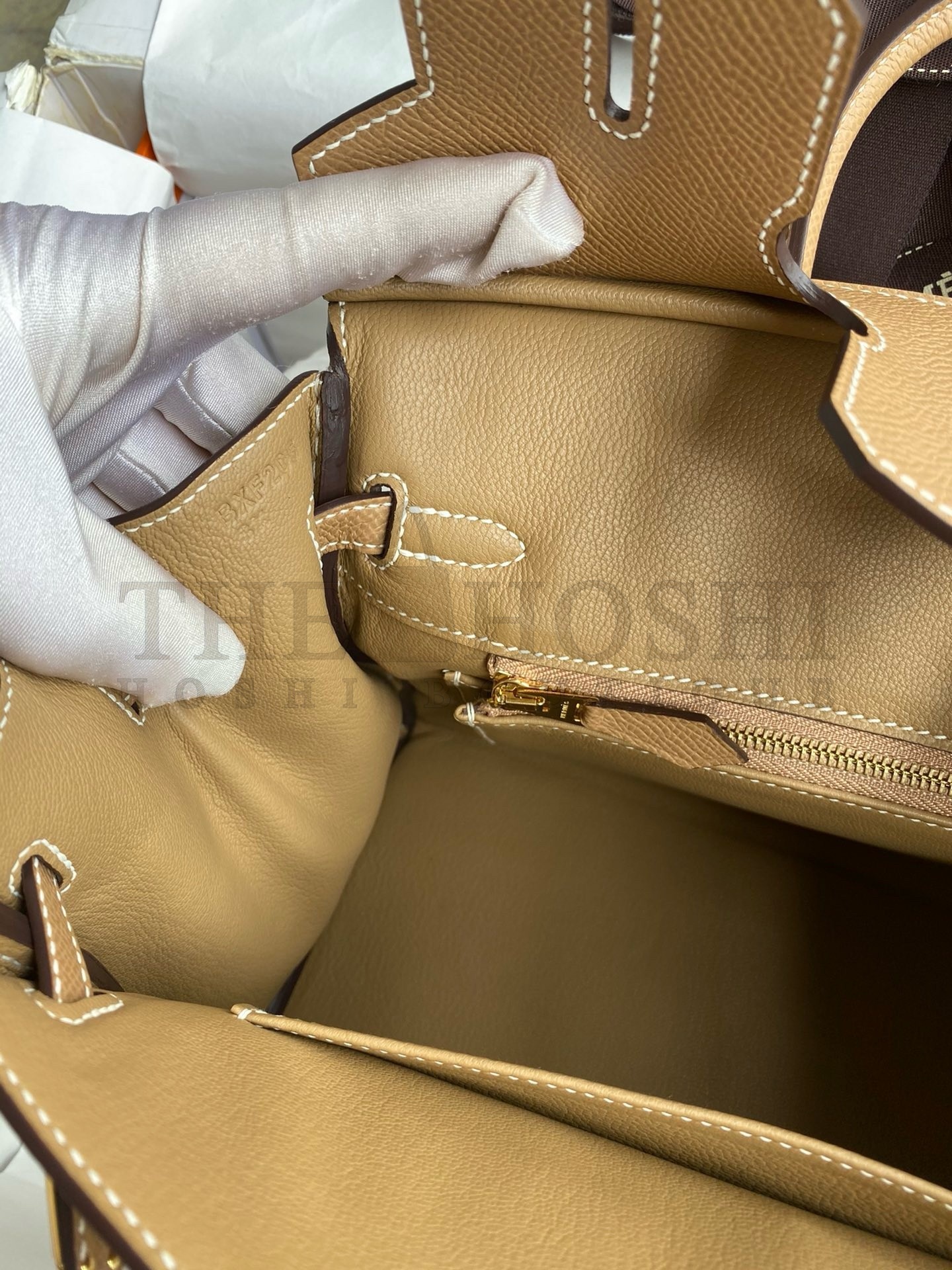 H**me5 Birkin 25 Handmade Bag In Toile &amp; Chai Epsom Leather Master Quality