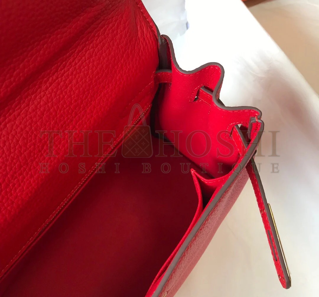 H**me5 Kelly 28cm Retourne Bag in Red Clemence Leather GHW Master Quality