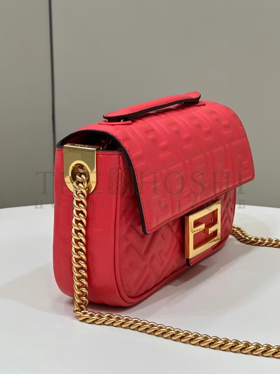 F**di Baguette Chain Midi Bag In Red Nappa Leather Master Quality