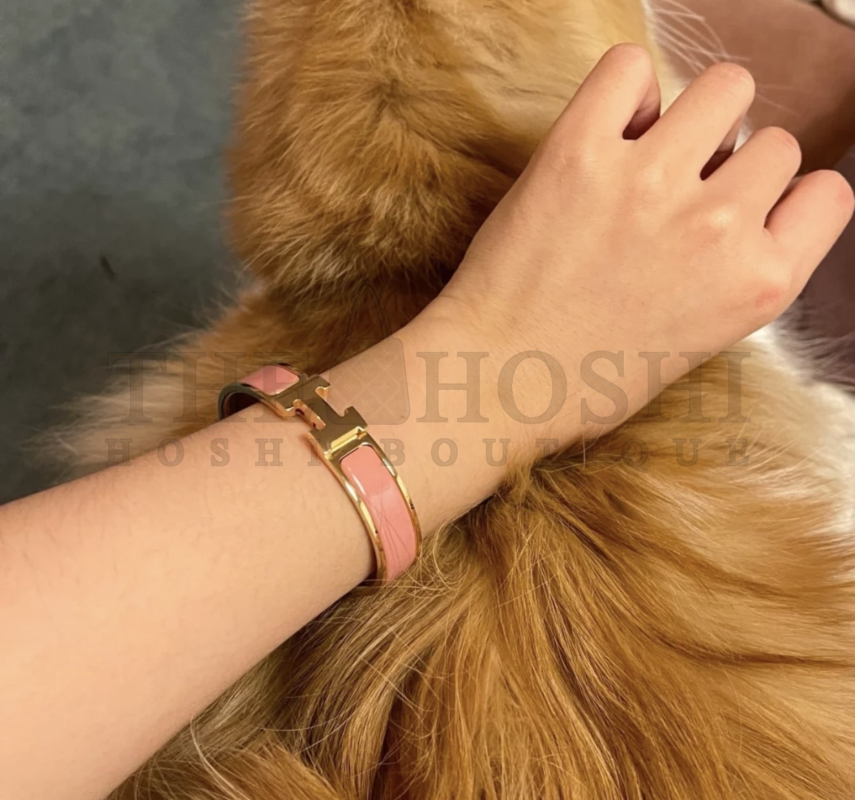 H**me5 Clic H bracelet, Pink Enamel, Rose Gold Master Quality