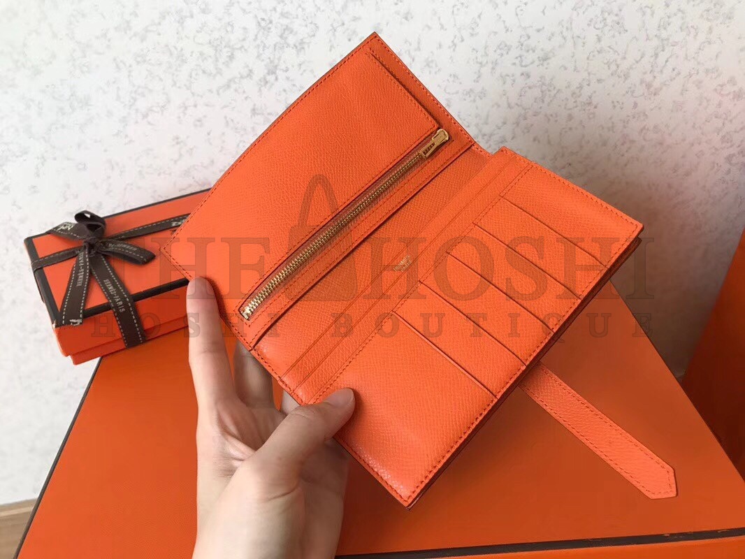 H**me5 Bi-Color Epsom Bearn Wallet Malachite/Orange Master Quality
