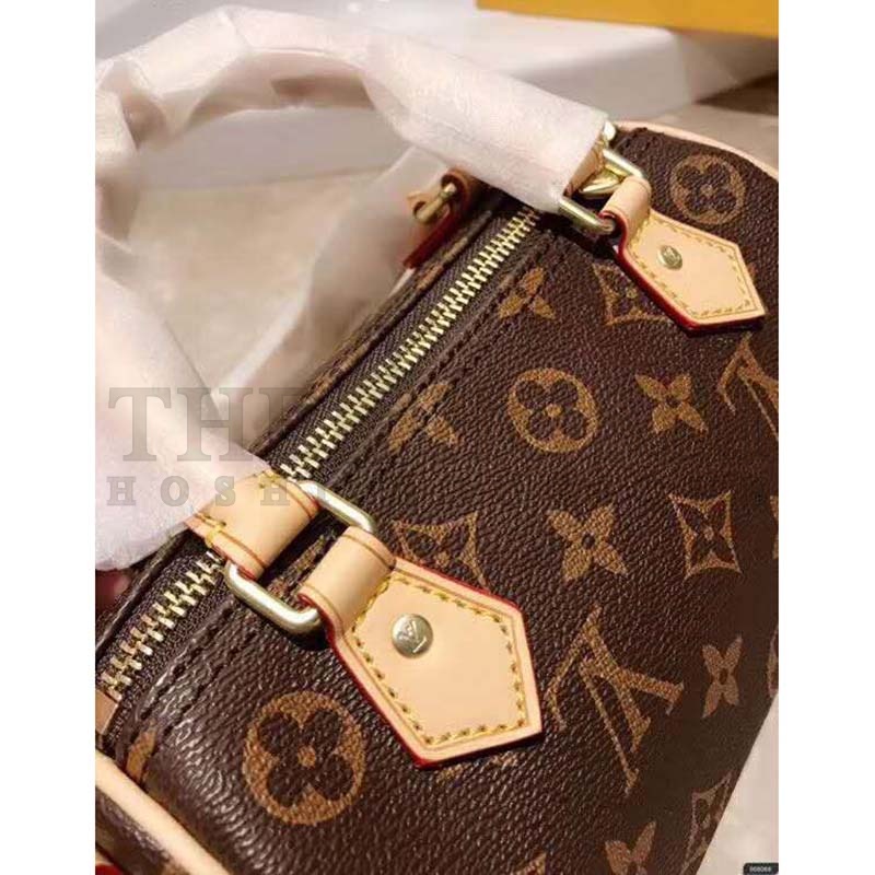 L0vis Vvtt0n LV Women Nano Speedy Bag in Monogram Coated Canvas-Brown top 1:1 qualtiy Master Quality