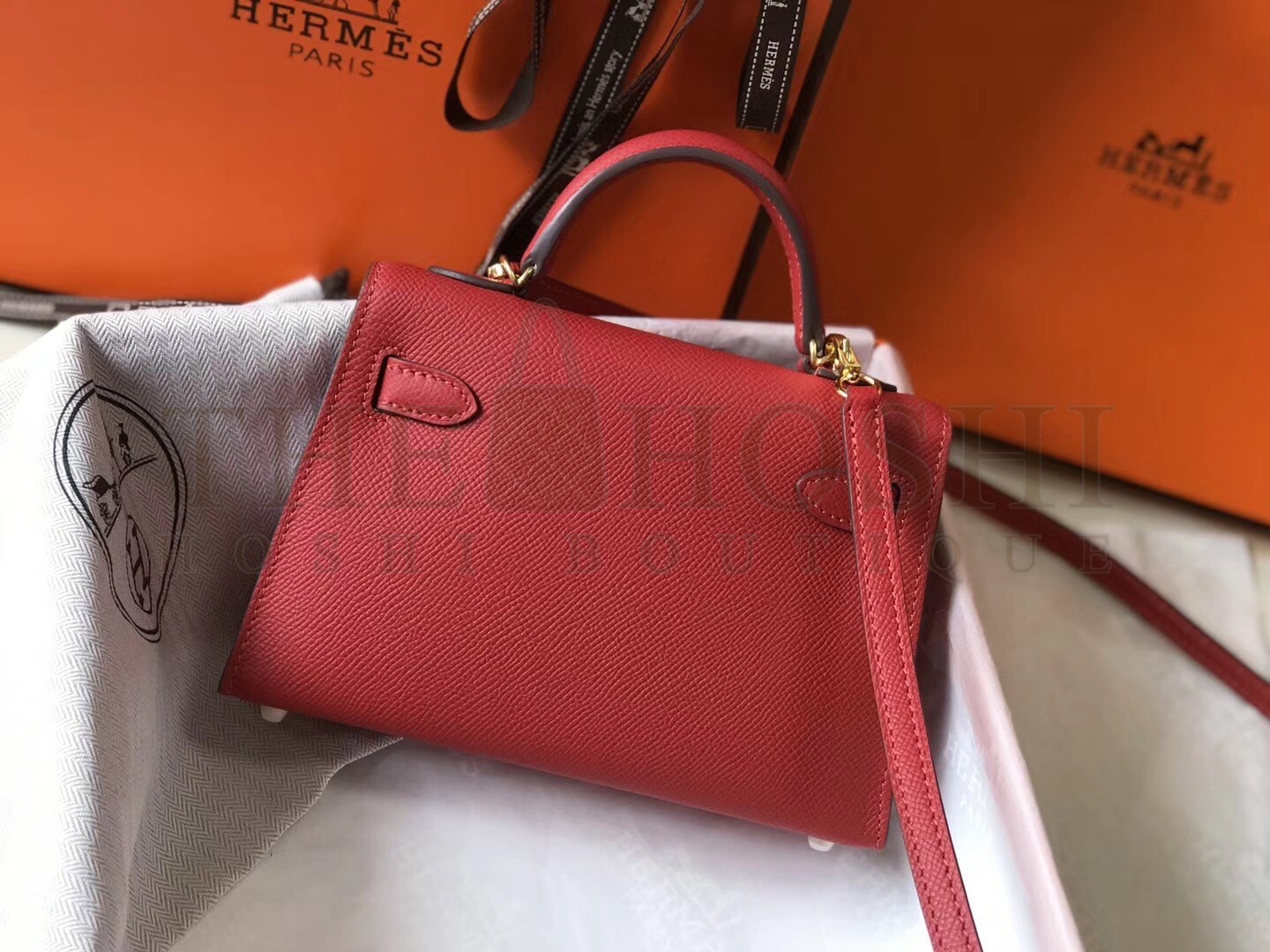 H**me5 Kelly Mini II Bag In Rouge Vif Epsom Leather Master Quality