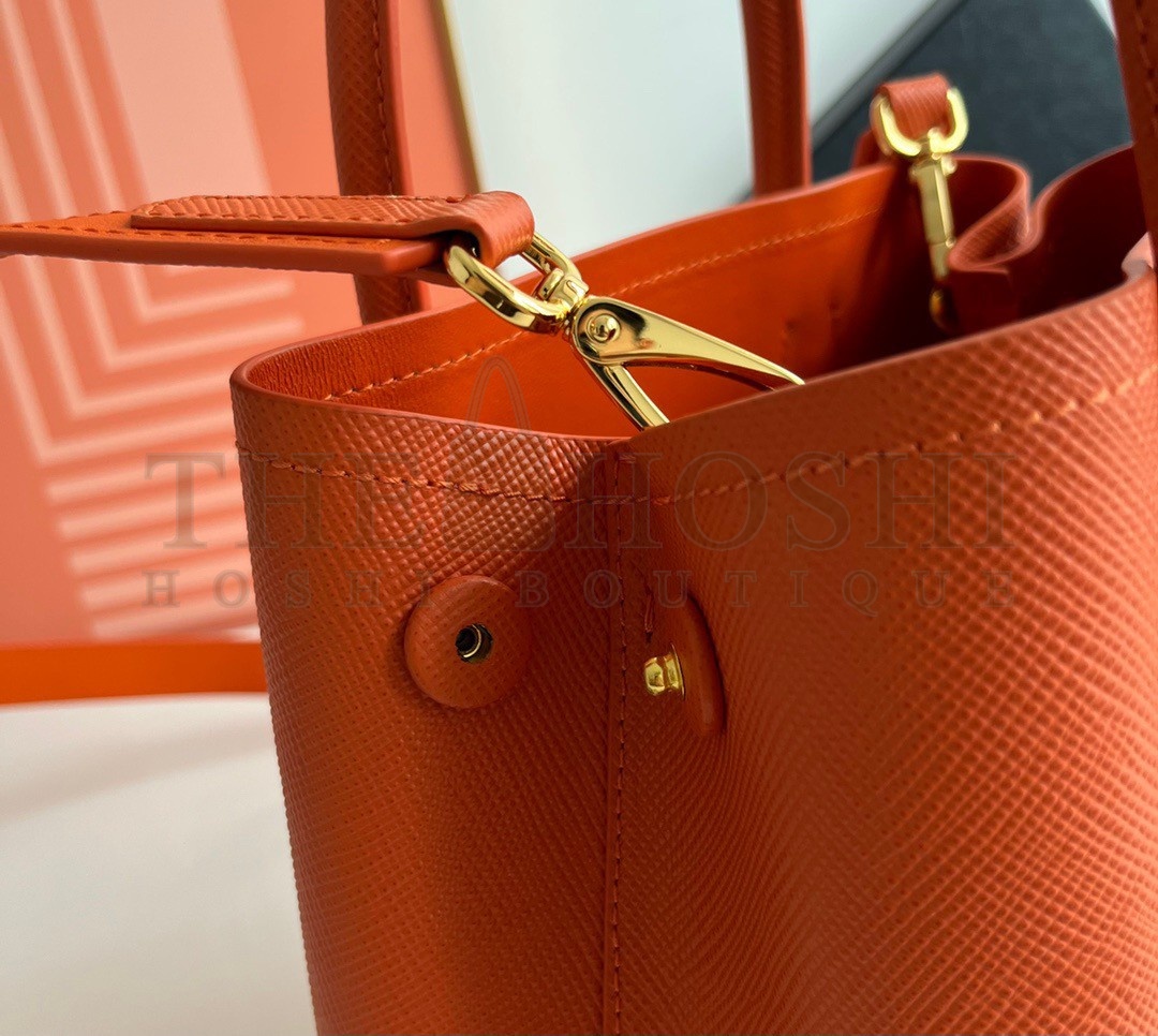 Pra*a Double Mini Bag In Orange Saffiano Leather Master Quality