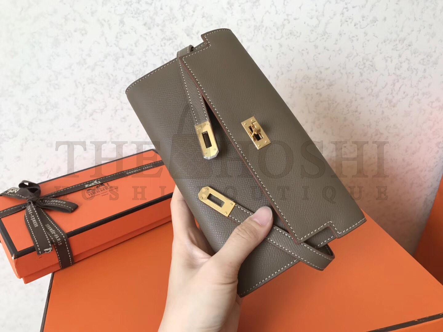 H**me5 Kelly Classic Long Wallet In Taupe Epsom Leather Master Quality