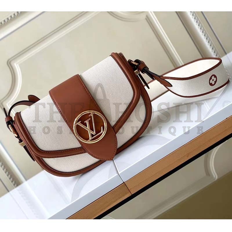 L0vis Vvtt0n LV Women Pont 9 Soft MM Handbag Caramel Brown Canvas Cowhide Master Quality