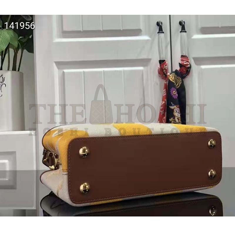 L0vis Vvtt0n LV Women Capucines BB Handbag Yellow Smooth Calfskin and Embroidered Canvas Master Quality