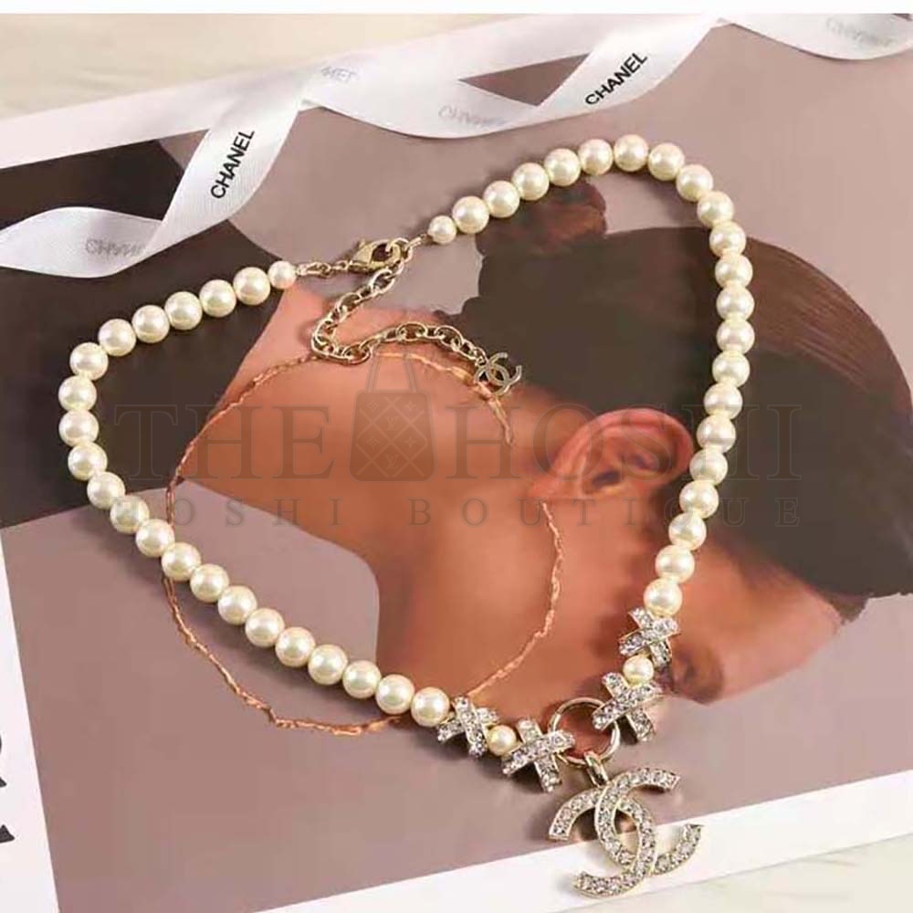 Ch**el Women Pendant Earrings in Metal Glass Pearls & Strass Master Quality