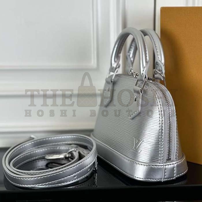 L0vis Vvtt0n LV Women Nano Alma Handbag Silver Epi Grained Cowhide Leather Master Quality