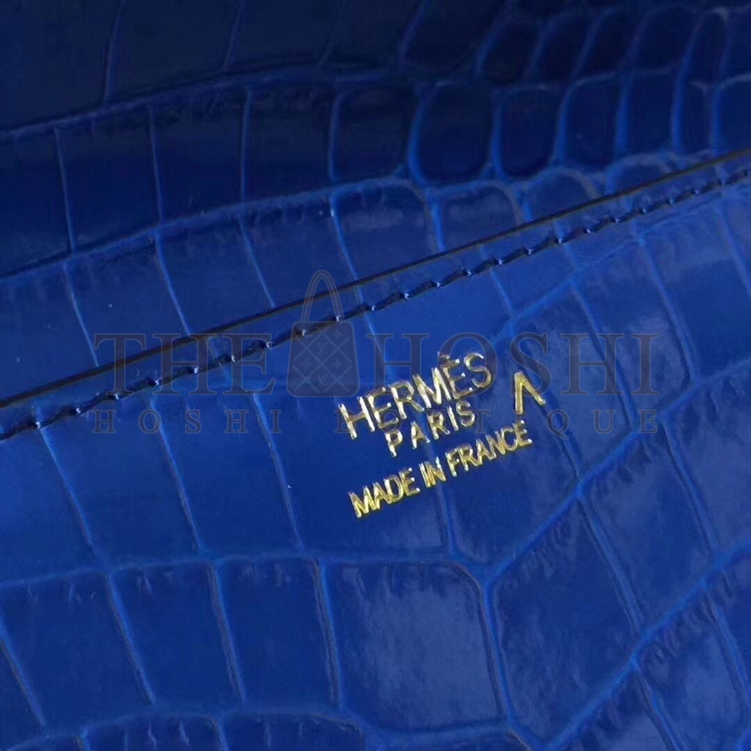 H**me5 Medor Clutch Bag In Blue Crocodile Leather Master Quality