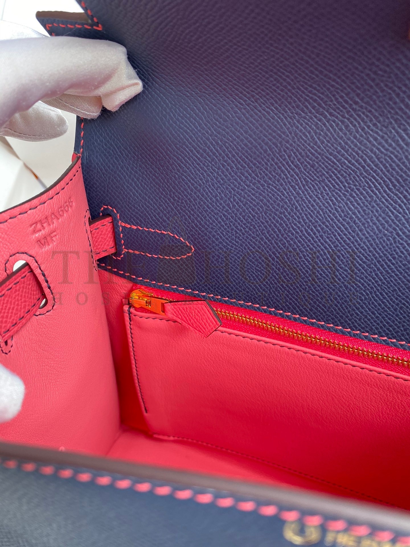 H**me5 Kelly Sellier 28 Bicolor Bag in Blue Saphir and Rose Lipstick Epsom Calfskin Master Quality