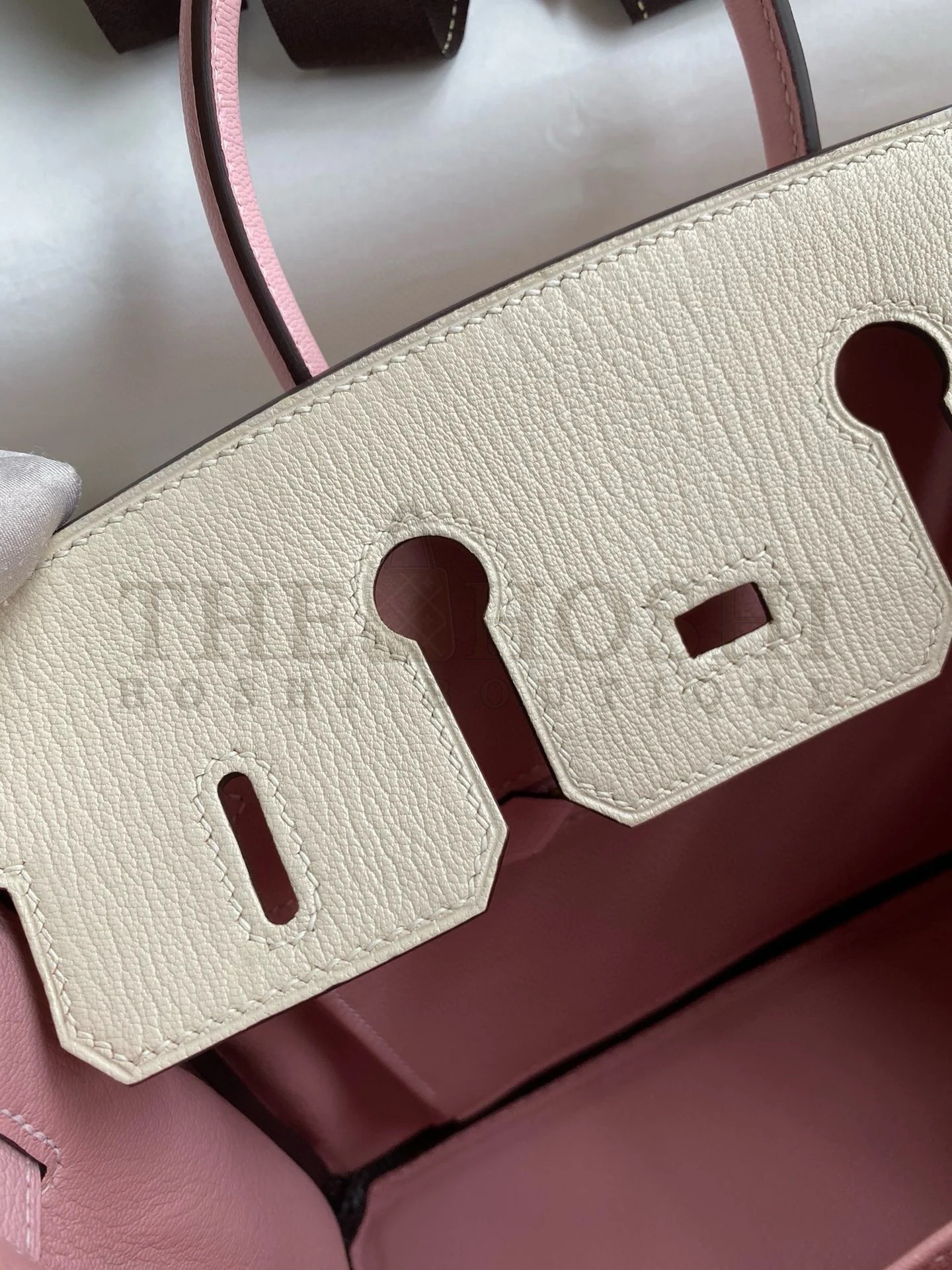 H**me5 HSS Birkin 25 Bicolor Bag in Craie and Pink Chevre Mysore Leather Master Quality