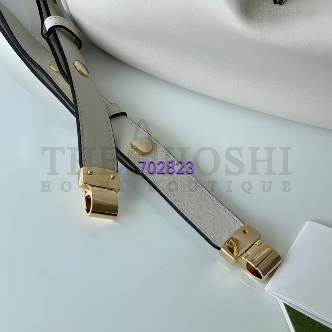 Gvc*1 Women GG Attache Large Shoulder Bag White Leather Green Yellow Web Master Quality