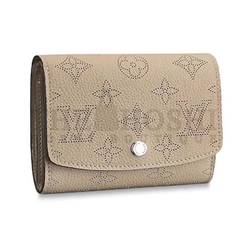 L0vis Vvtt0n LV Women Iris Compact Wallet Mahina Perforated Calf Leather Master Quality