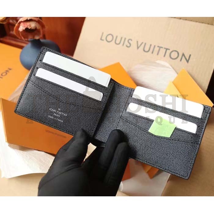 L0vis Vvtt0n LV Unisex Slender Wallet Blue Monogram Coated Canvas Bill Compartment Master Quality
