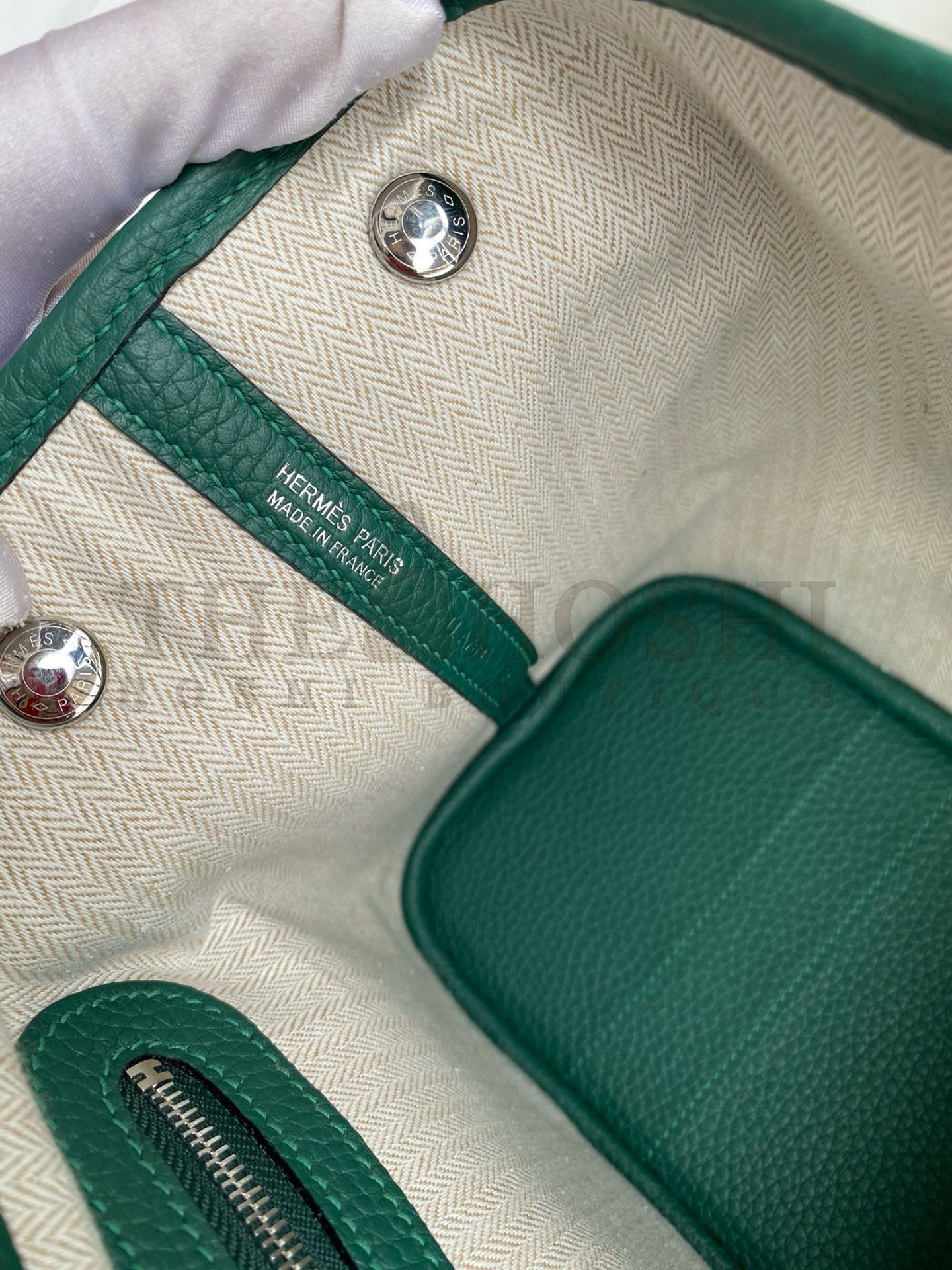 H**me5 Garden Party 30 Handmade Bag in Malachite Clemence Leather Master Quality