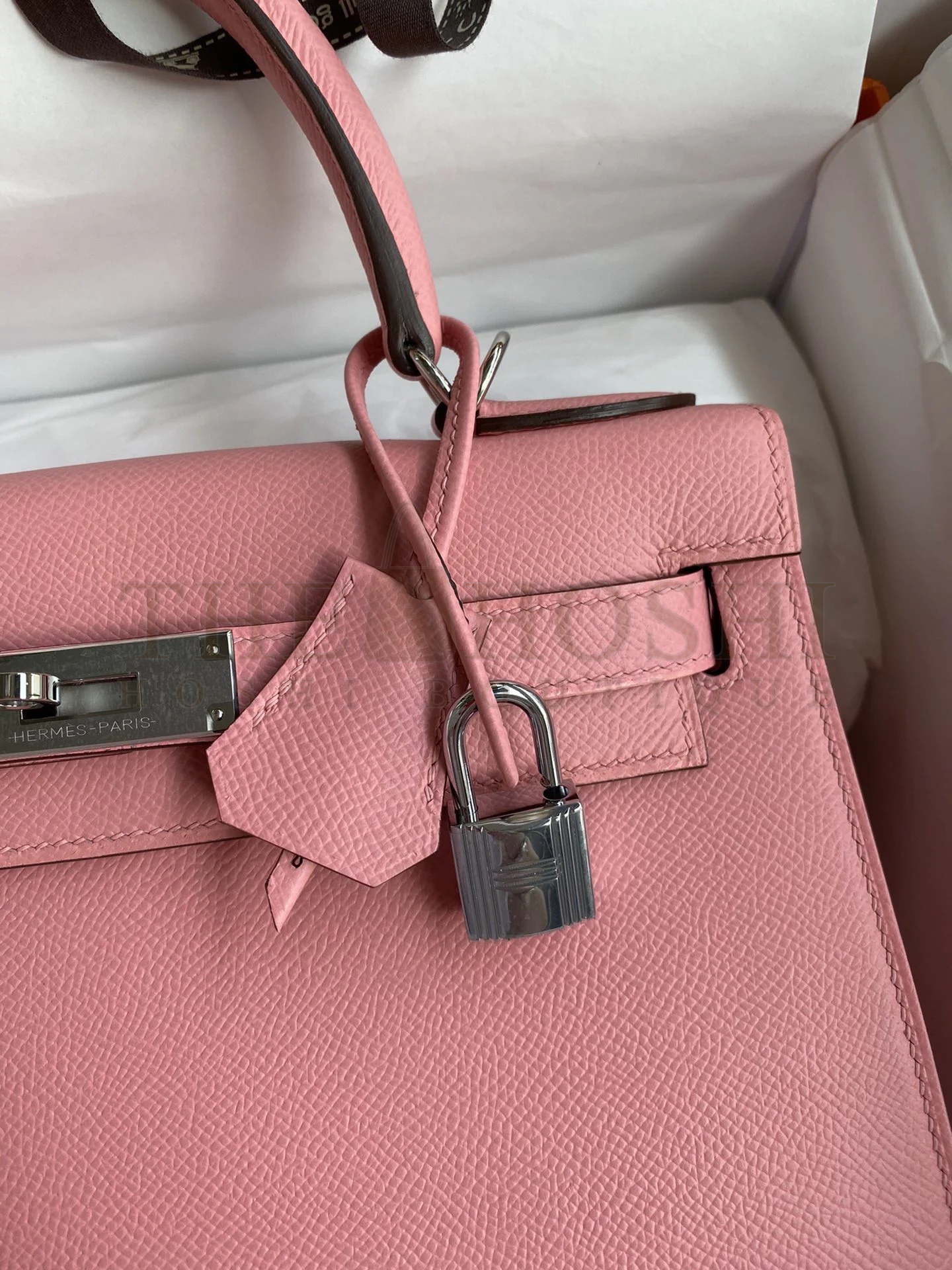 H**me5 Kelly Sellier 28 Handmade Bag In Rose Confetti Epsom Calfskin Master Quality