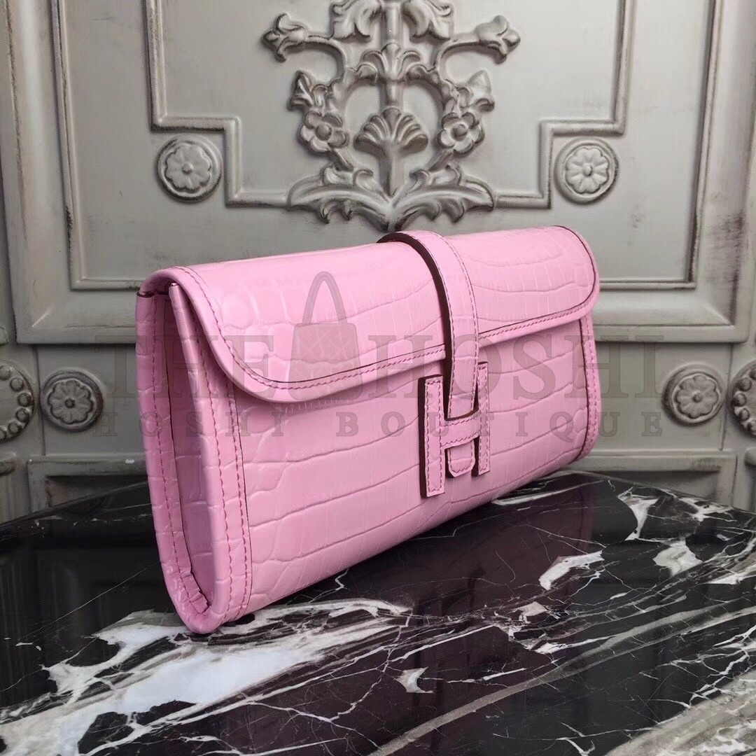 H**me5 Jige Elan 29 Clutch In Pink Crocodile Leather Master Quality