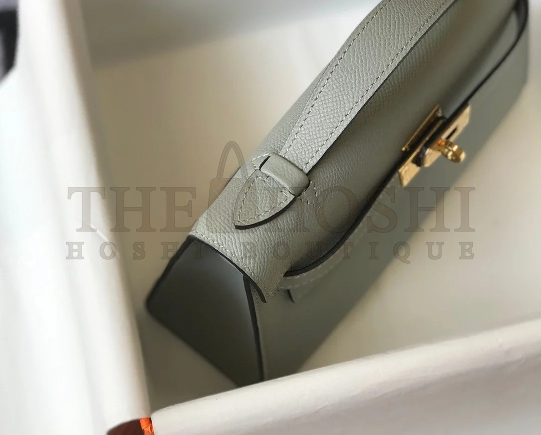 H**me5 Kelly Pochette Clutch Bag In Blue Glacier Epsom Leather Master Quality