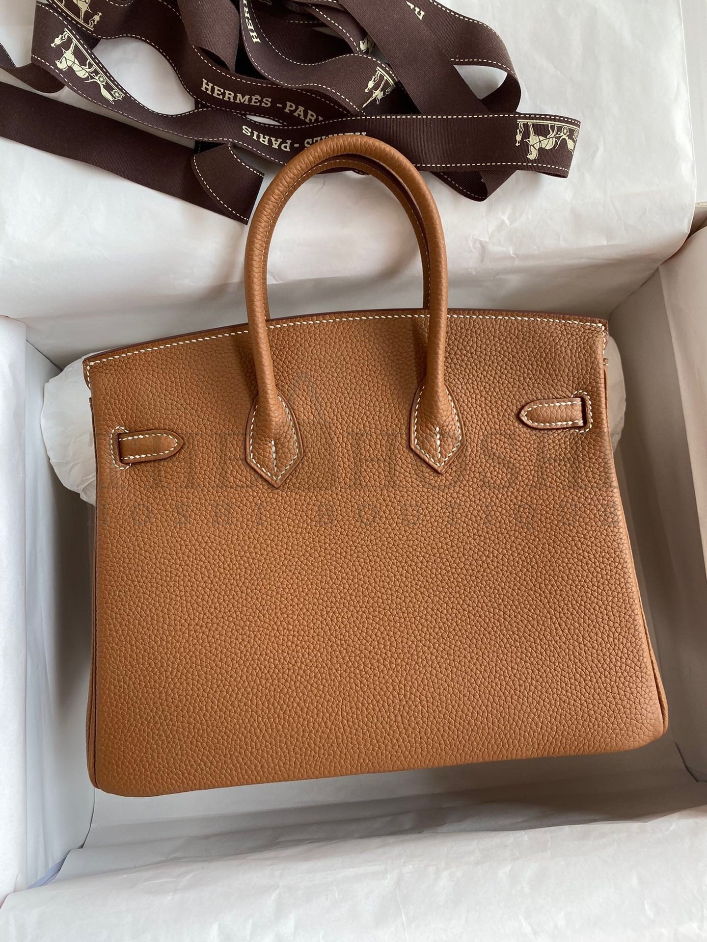 H**me5 Birkin 25 Retourne Handmade Bag In Gold Clemence Leather Master Quality