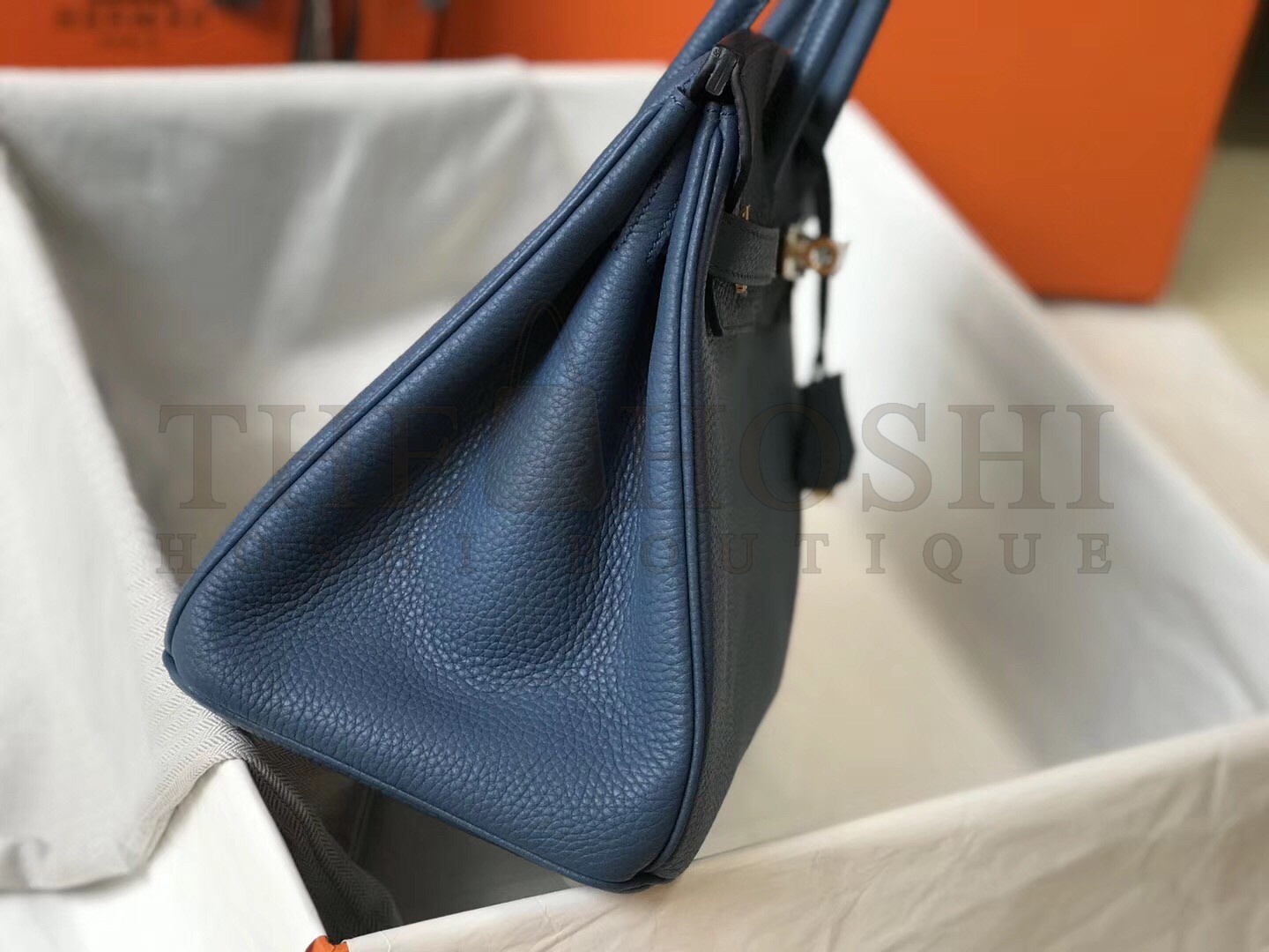 H**me5 Birkin 30 Bag in Blue Agate Clemence Leather with GHW Master Quality