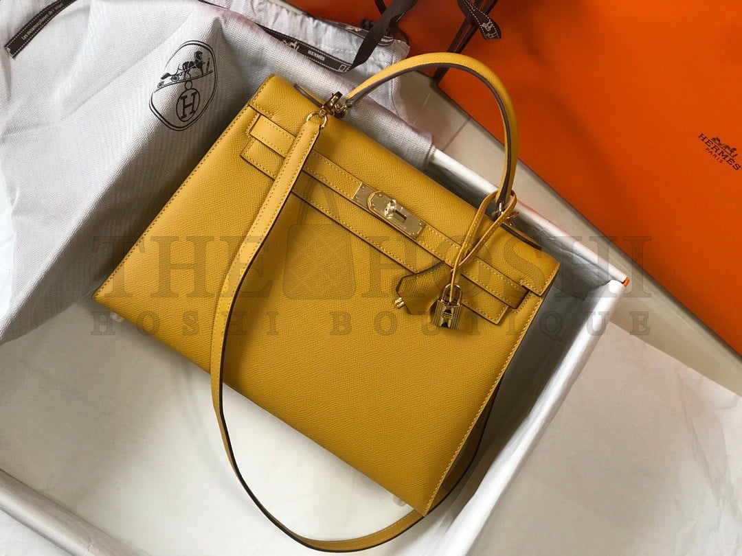 H**me5 Kelly 32cm Sellier Bag in Yellow Epsom Calfskin GHW Master Quality