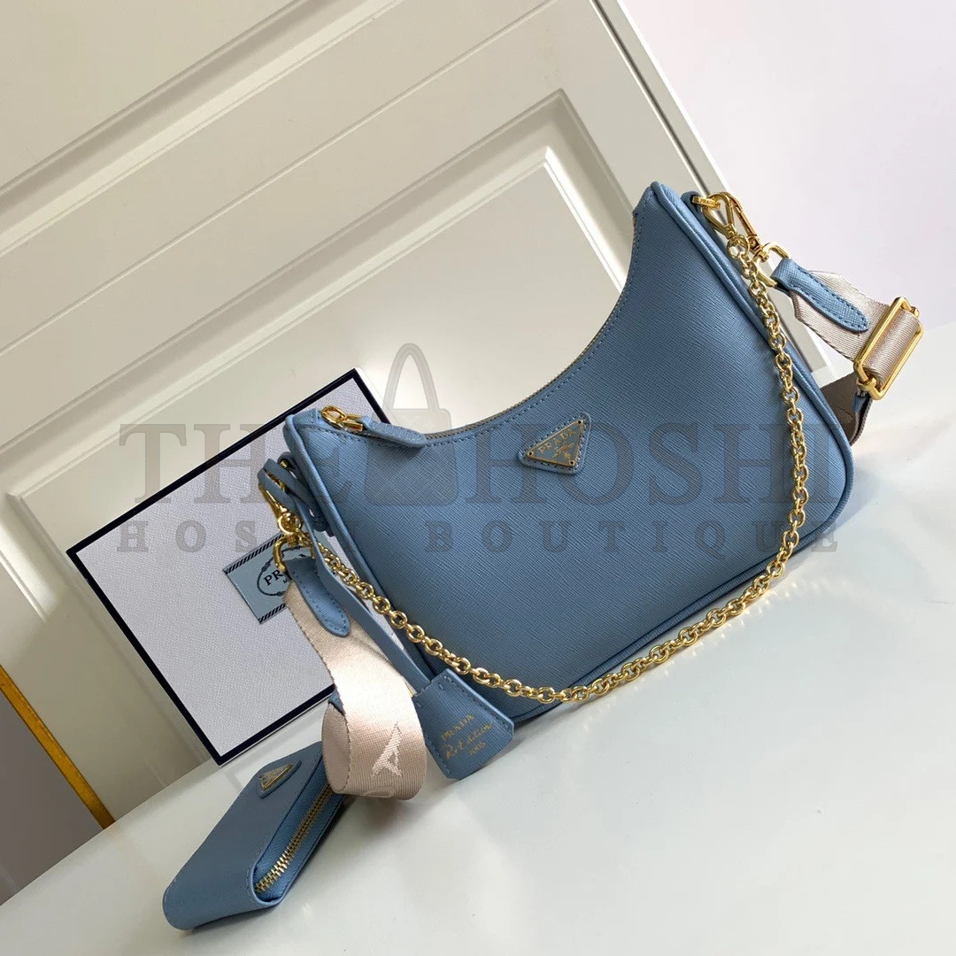 Pra*a Re-Edition 2005 Shoulder Bag In Blue Saffiano Leather Master Quality
