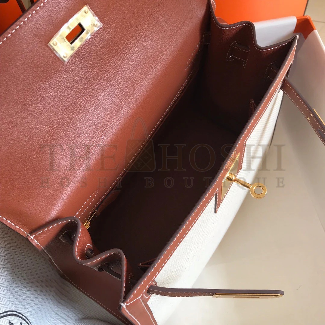 H**me5 Kelly 28cm Bag In Canvas With Barenia Leather Master Quality