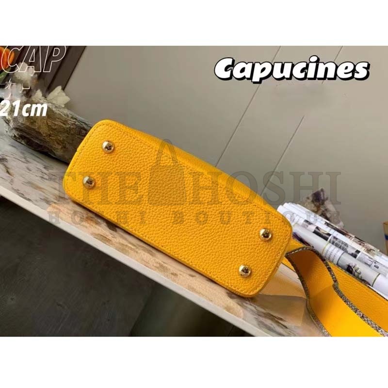 L0vis Vvtt0n LV Women Capucines Mini Handbag Golden Yellow Taurillon Python Leather Master Quality