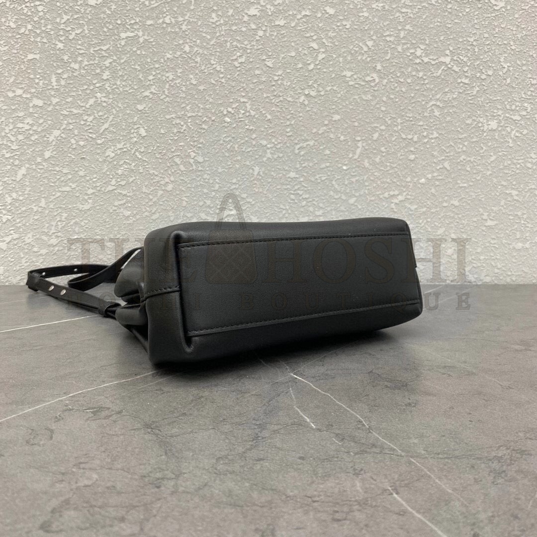 B0tt*ga Ven*ta Small Point Top Handle Bag In Black Leather Master Quality