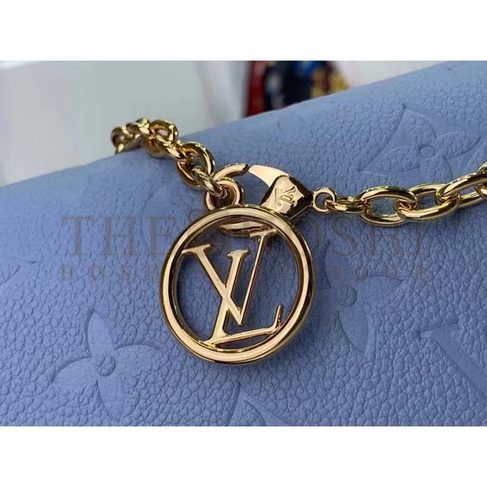 L0vis Vvtt0n LV Women Wallet On Chain Lily Blue Hour Monogram Empreinte Embossed S*pple Grained Cowhide Leather Master Quality