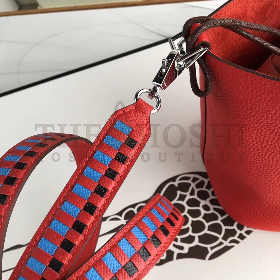 H**me5 Red Picotin Lock 18cm Bag With Braided Handles Master Quality