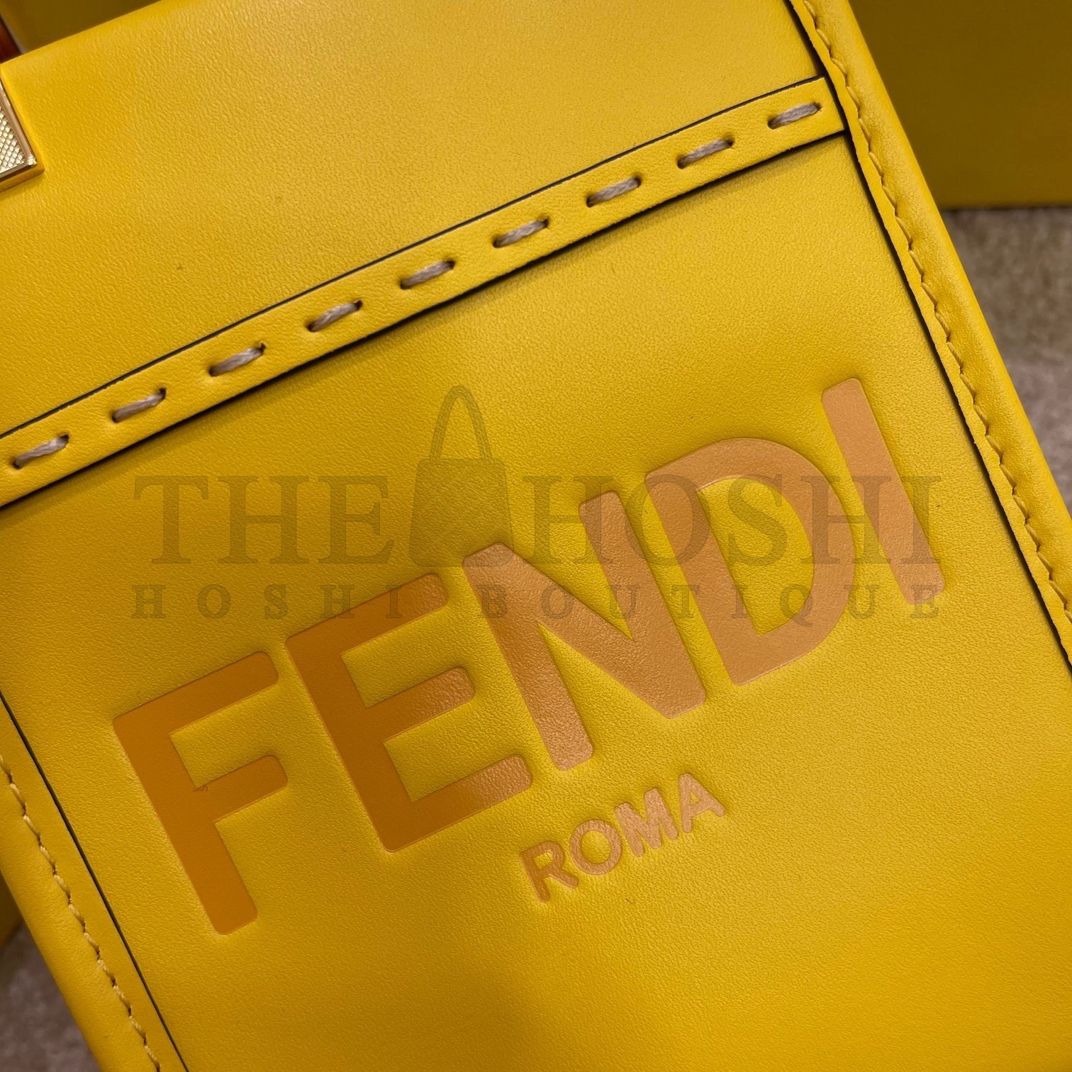 F**di Mini Sunshine Shopper Bag In Yellow Leather Master Quality