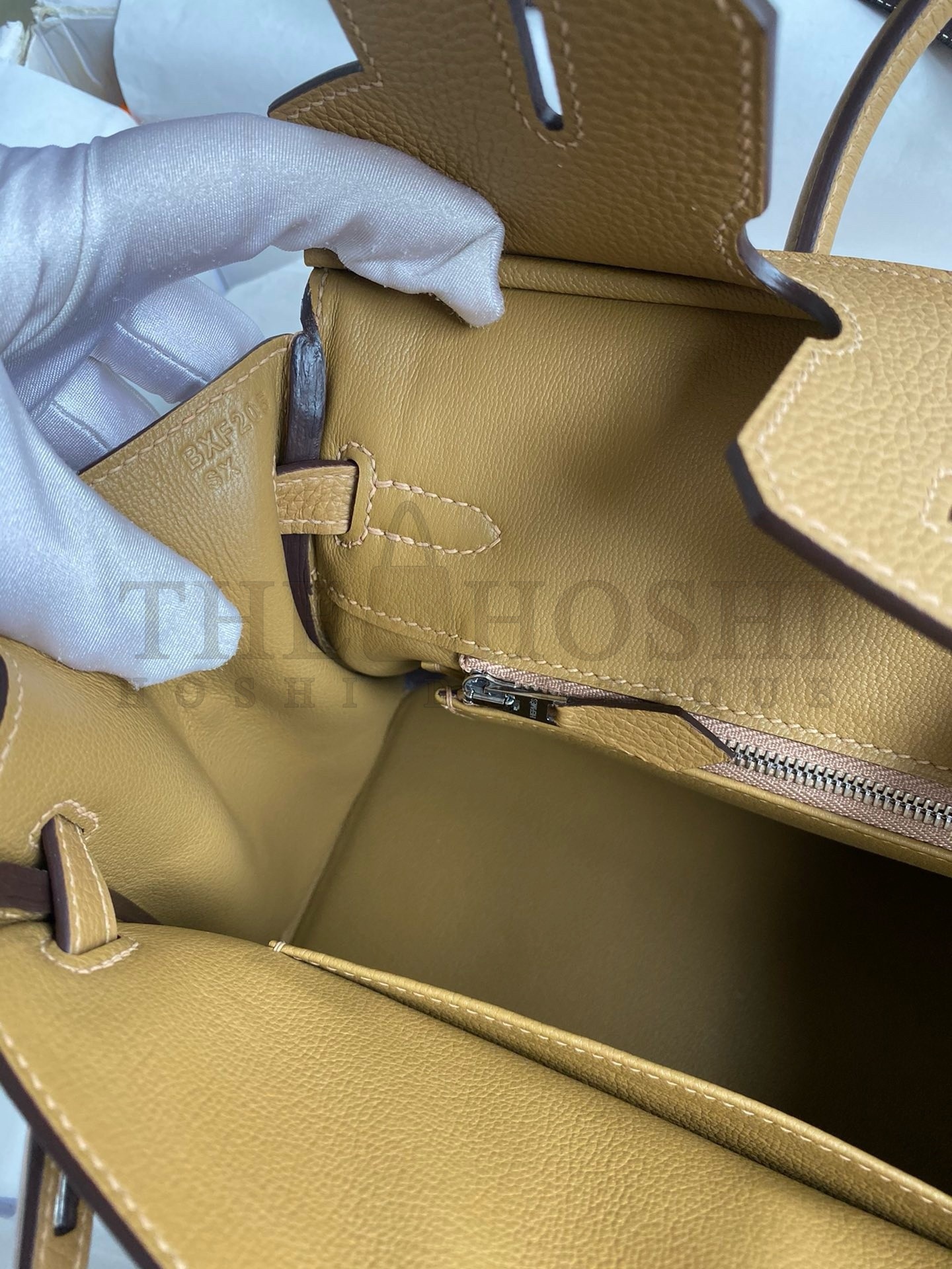 H**me5 Birkin 25 Retourne Handmade Bag In Biscuit Clemence Leather Master Quality