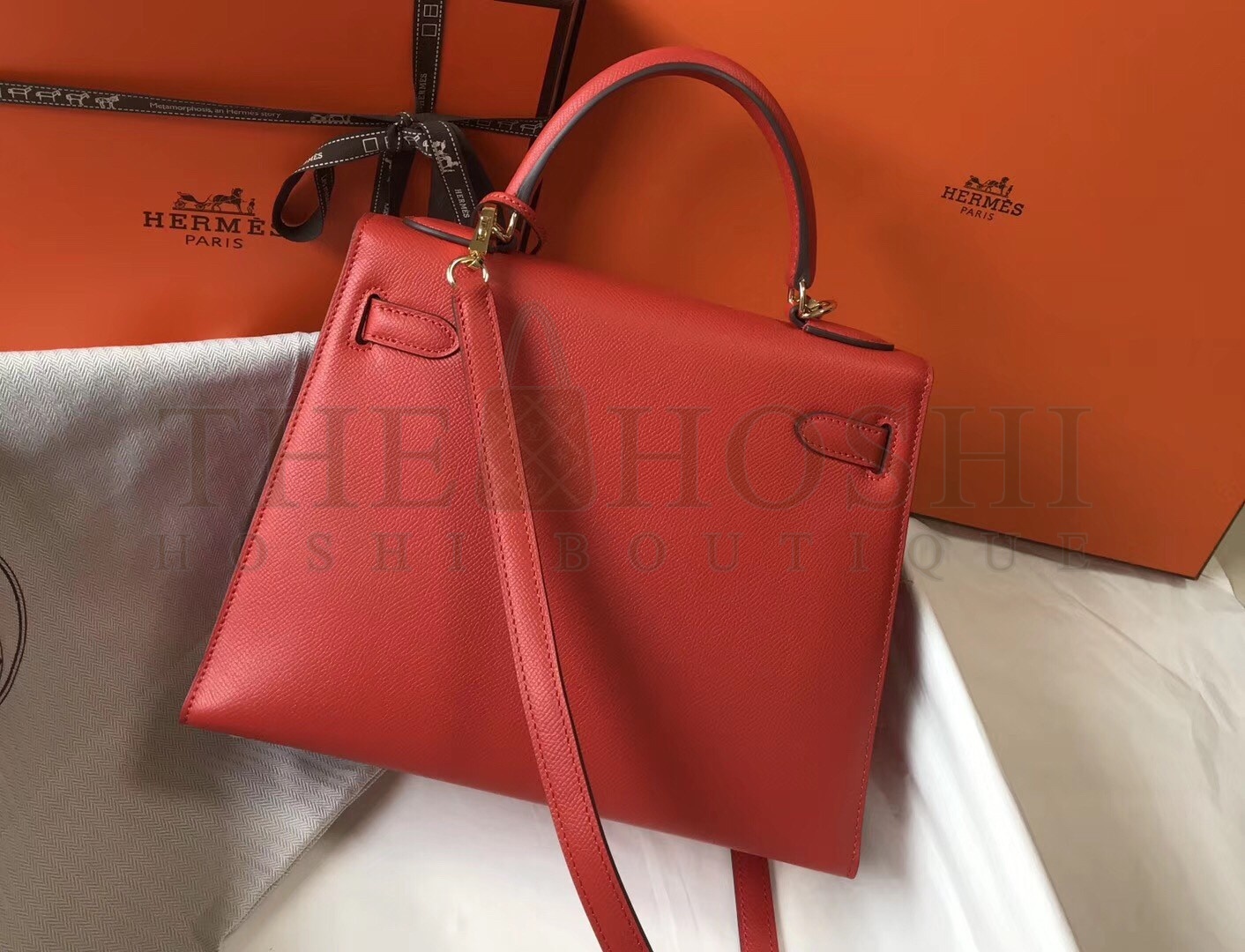 H**me5 Kelly 28cm Sellier Bag In Red Epsom Leather Master Quality