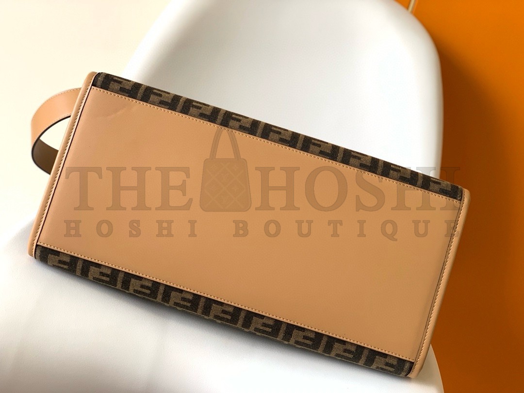 F**di Sunshine Large Tote Bag in Brown FF Jacquard Fabric Master Quality