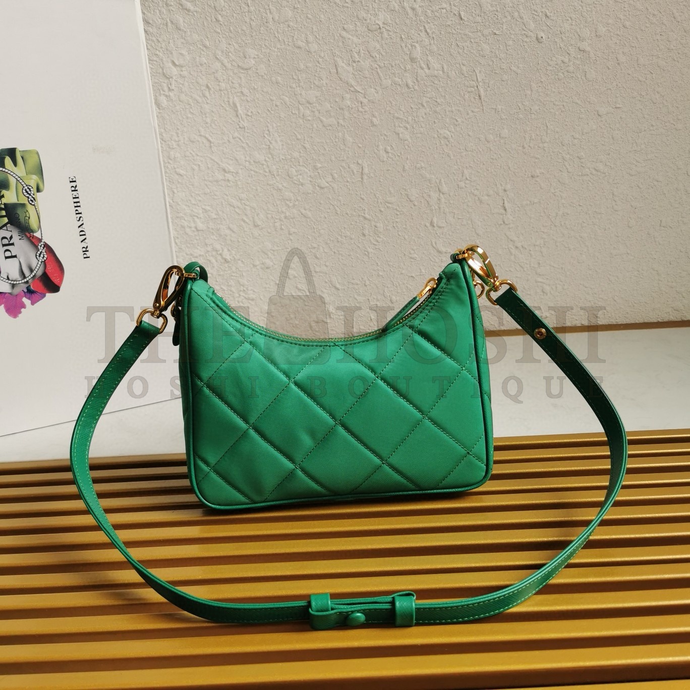 Pra*a Re-Edition 1995 Chaine Mini Bag in Green Re-Nylon Master Quality