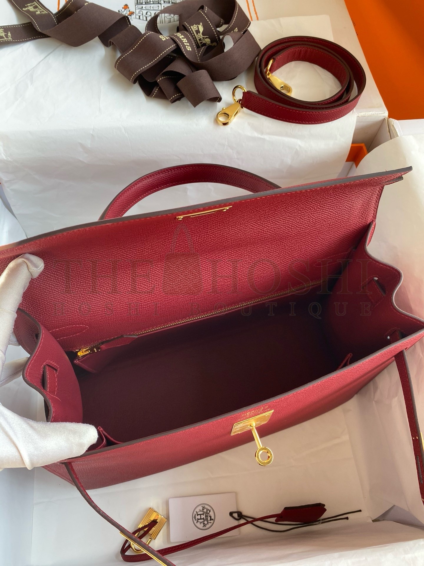 H**me5 Kelly Sellier 32 Handmade Bag In Red Epsom Calfskin Master Quality