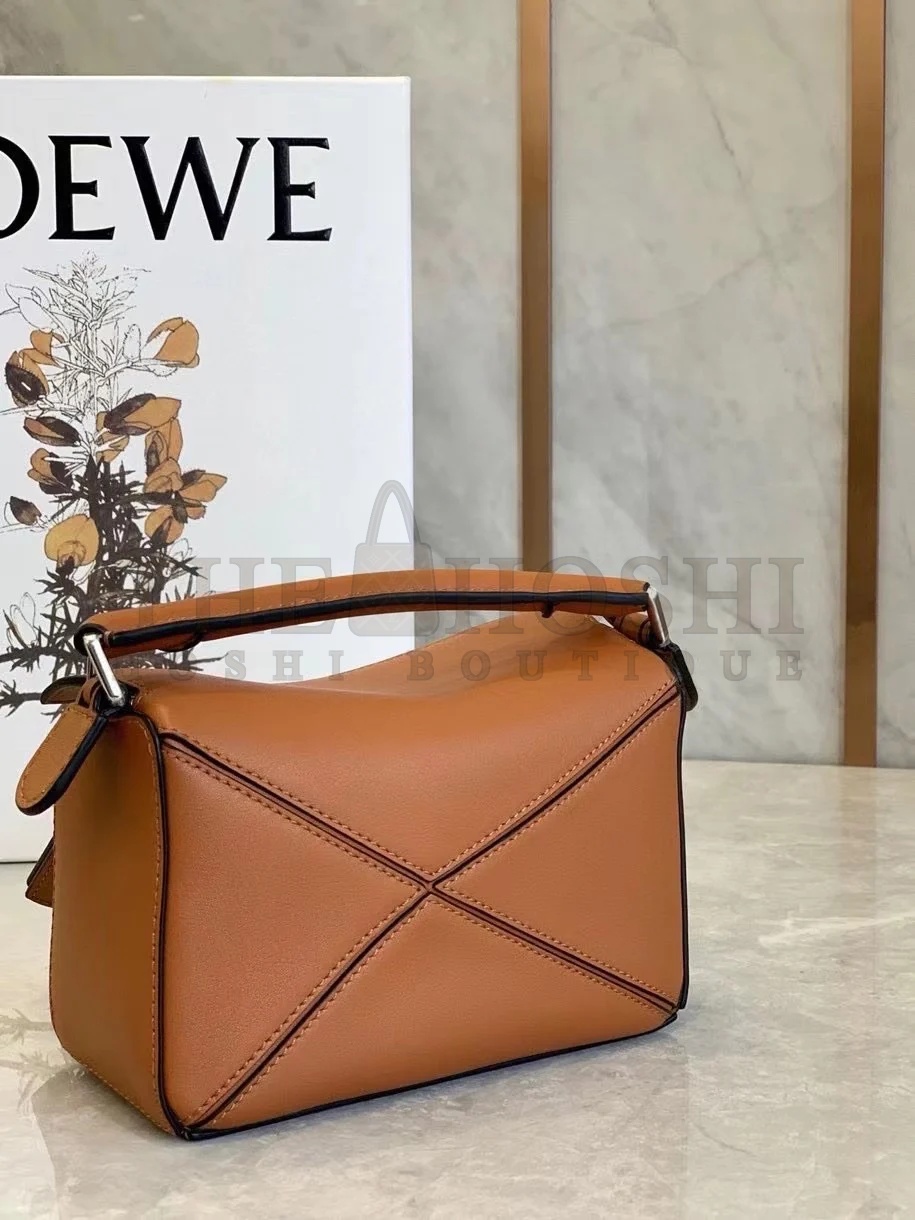L0ew* Puzzle Mini Bag In Caramel Calfskin Master Quality