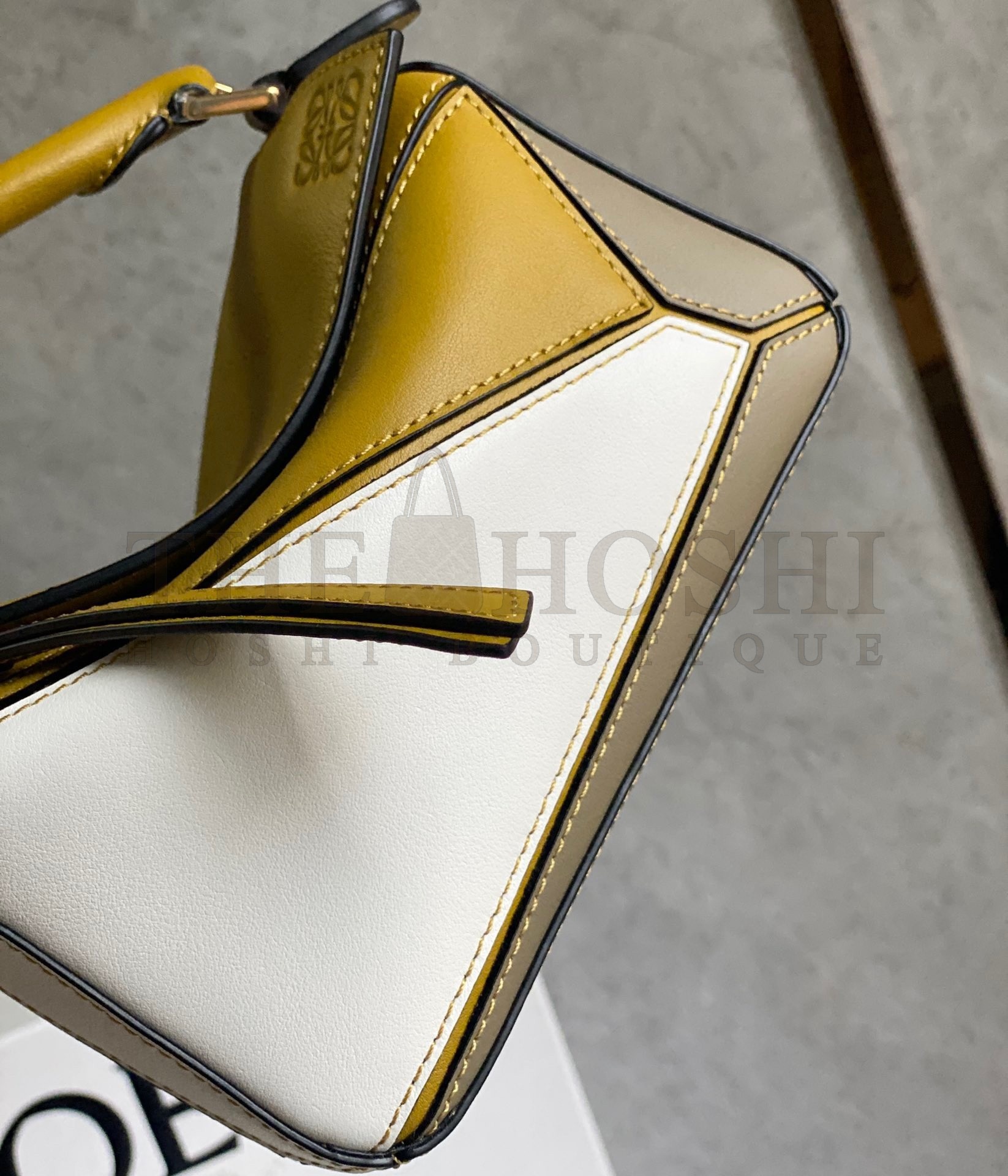L0ew* Puzzle Mini Bag In Ochre/White/Taupe Calfskin Master Quality