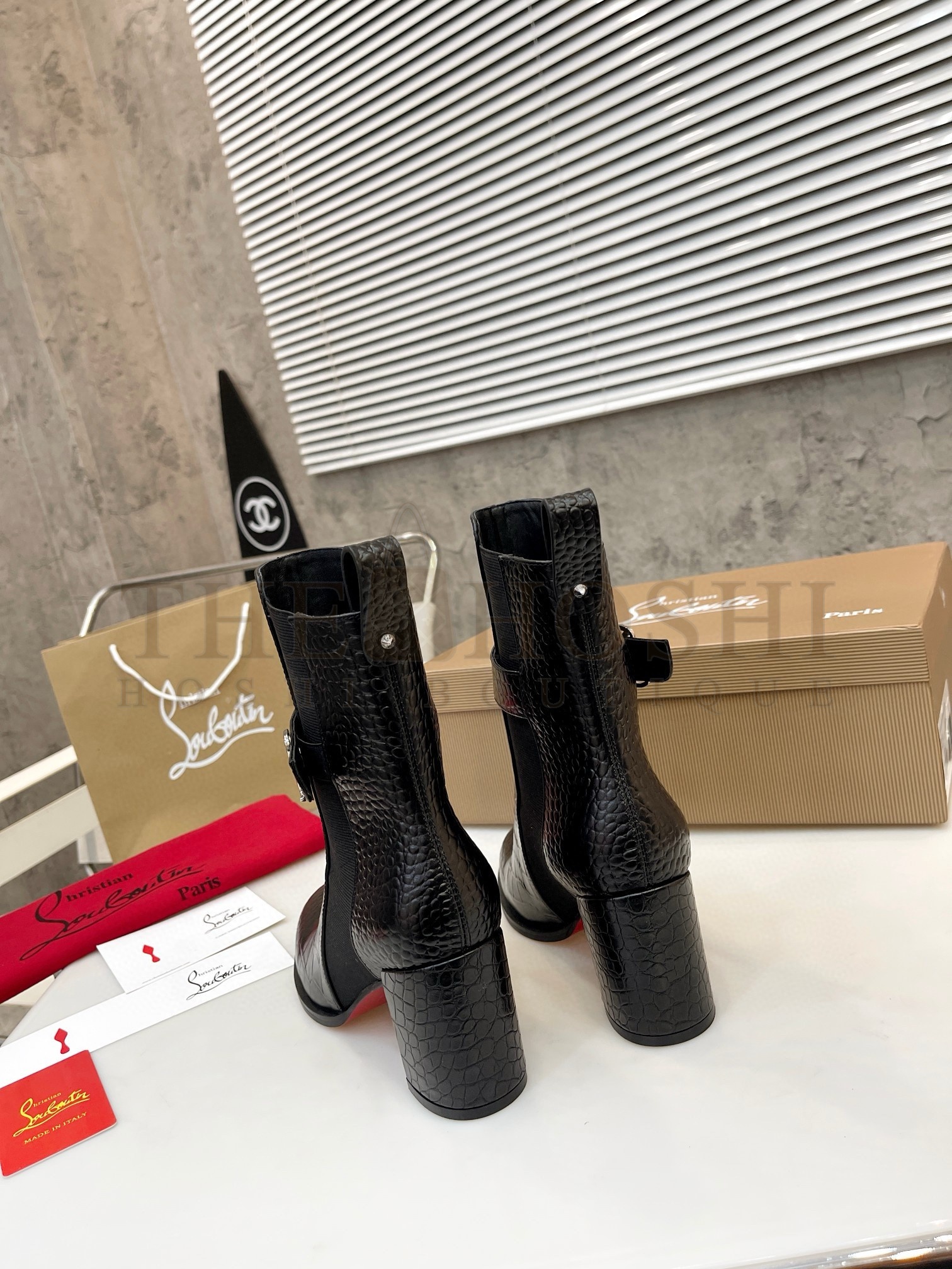 Chr1st1an Louboutin CL Chelsea Ankle Boots 70MM in Alligator Embossed Leather Master Quality