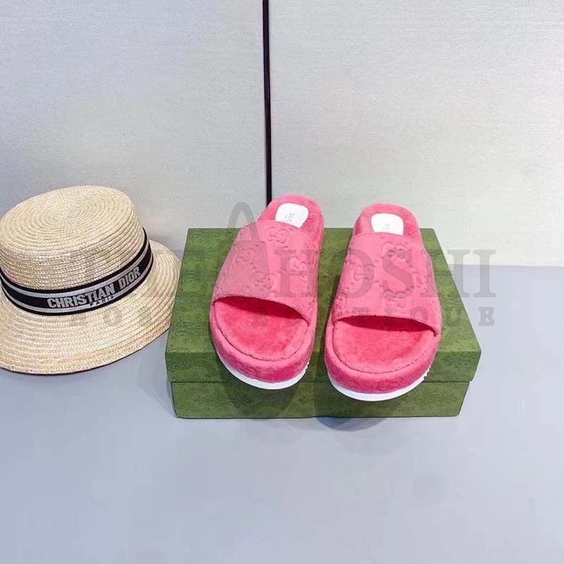 Gvc*1 Unisex G2 Platform Sandals Pink G2 Cotton Sponge Rubber Sole 3 Cm Heel Master Quality