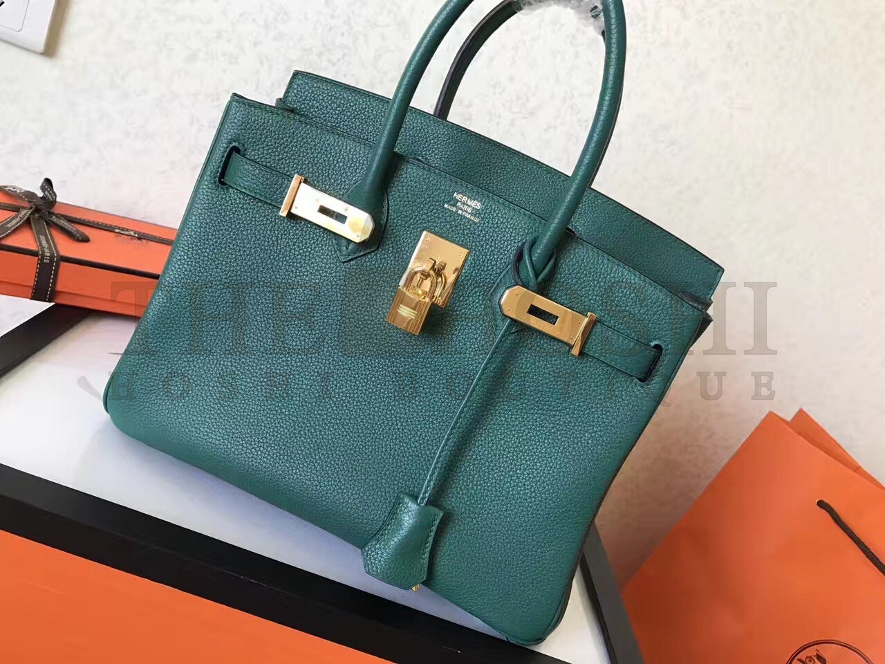 H**me5 Malachite Birkin 30cm Clemence Handmade Bag Master Quality