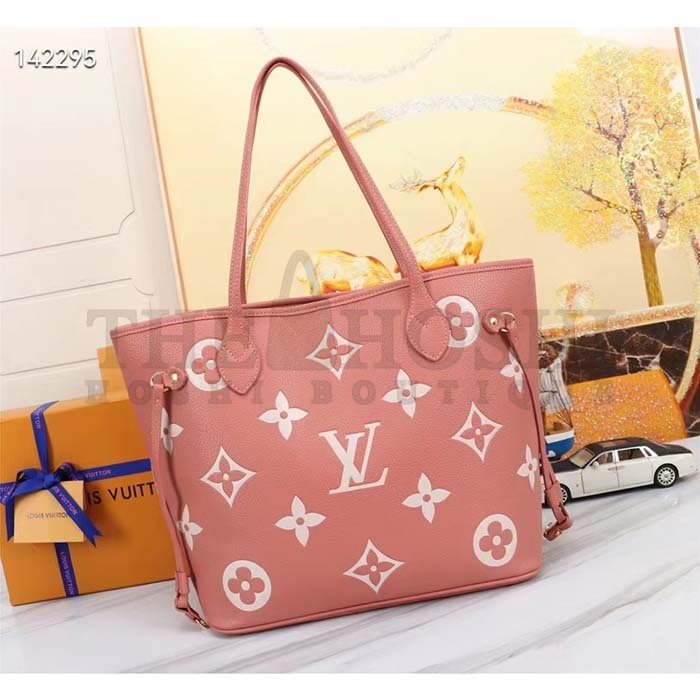 L0vis Vvtt0n LV Women Neverfull MM Tote Cream Monogram Coated Canvas Cowhide Leather Master Quality