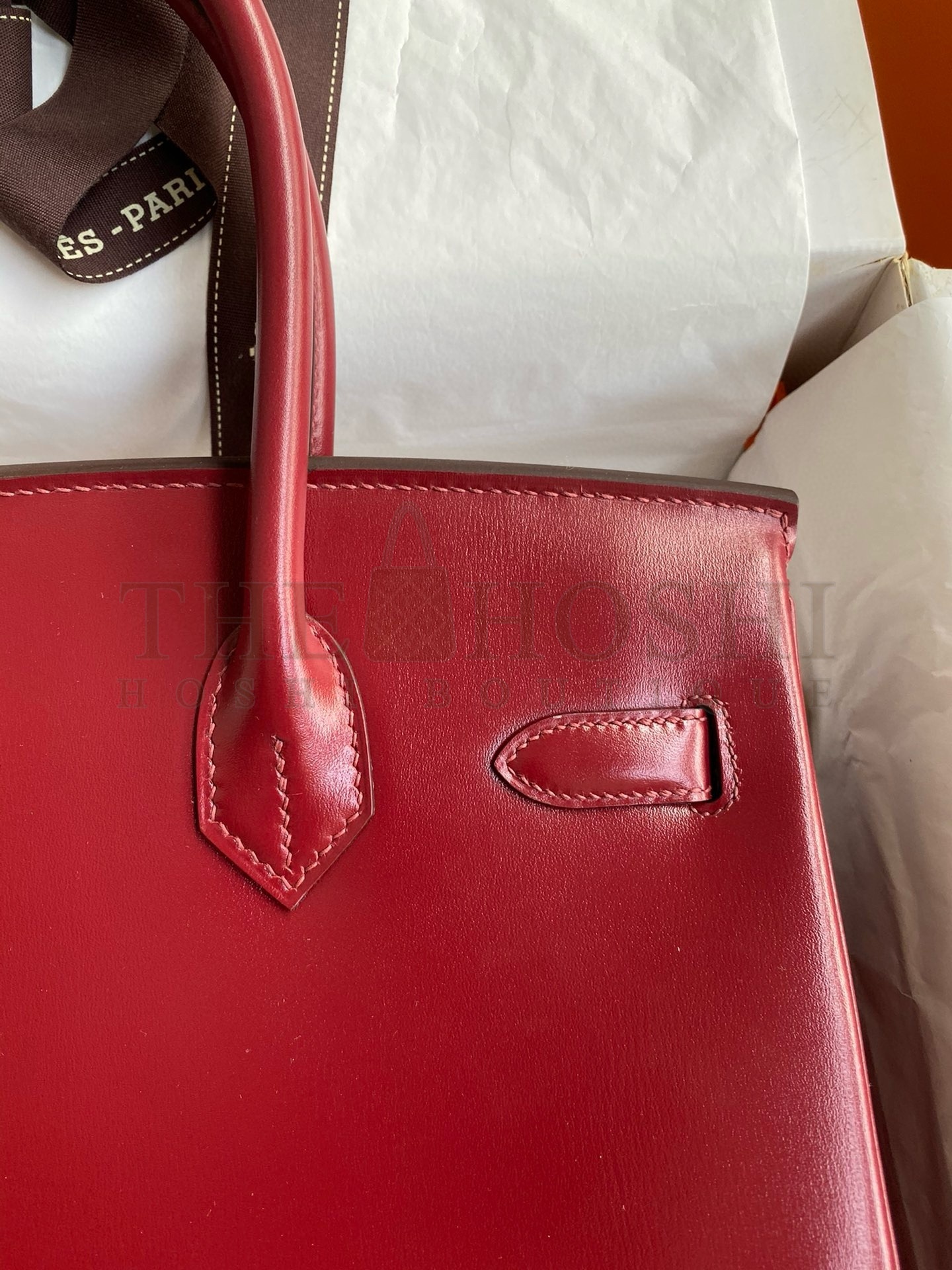 H**me5 Birkin 30 Retourne Handmade Bag in Rouge H Box Calfskin Master Quality