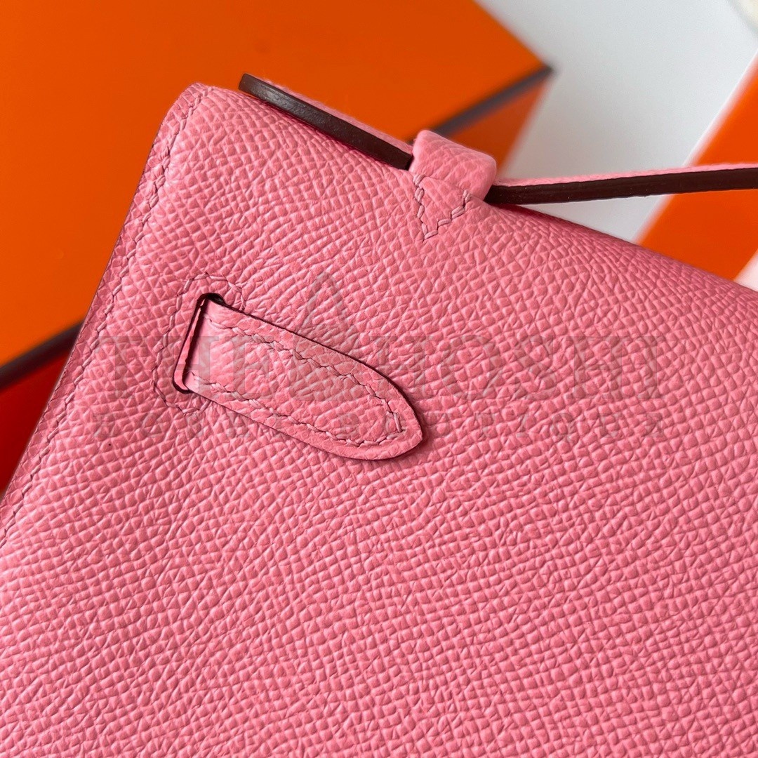 H**me5 Kelly Pochette Handmade Bag In Rose Confetti Epsom Calfskin Master Quality