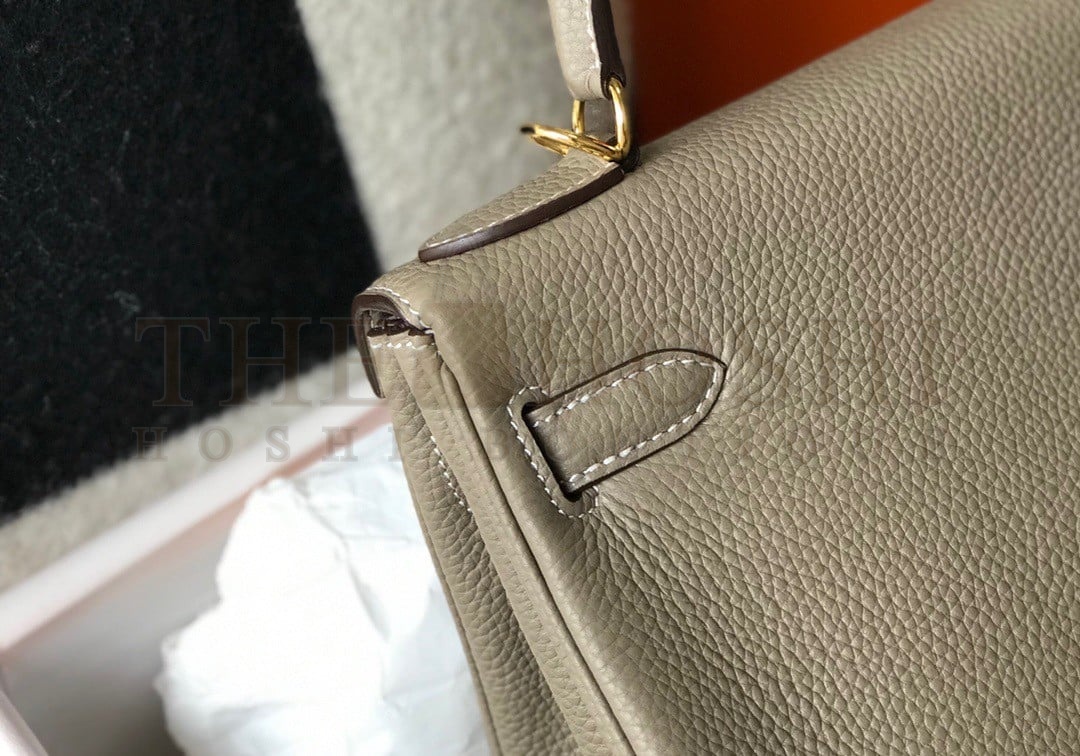 H**me5 Kelly 25cm Retourne Bag in Tourterelle Clemence Leather GHW Master Quality